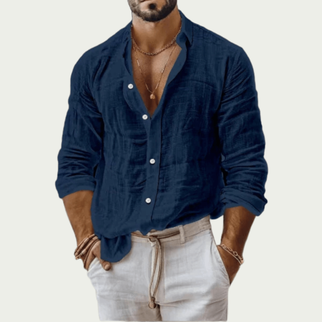 Barrett | Cotton Linen Long Sleeve Shirt