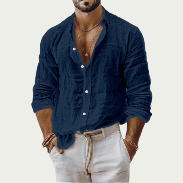 Barrett | Cotton Linen Long Sleeve Shirt