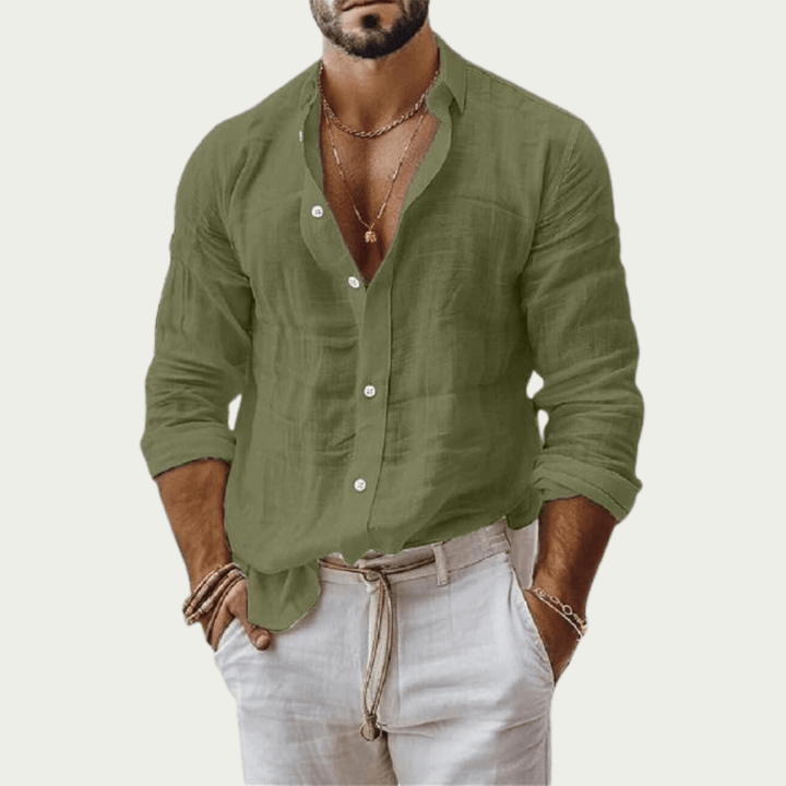 Barrett | Cotton Linen Long Sleeve Shirt