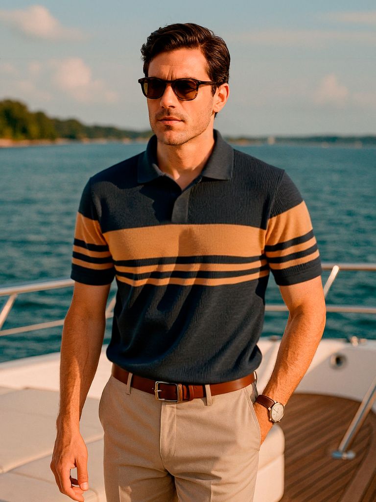 Callum | Caramel Textured Polo Shirt