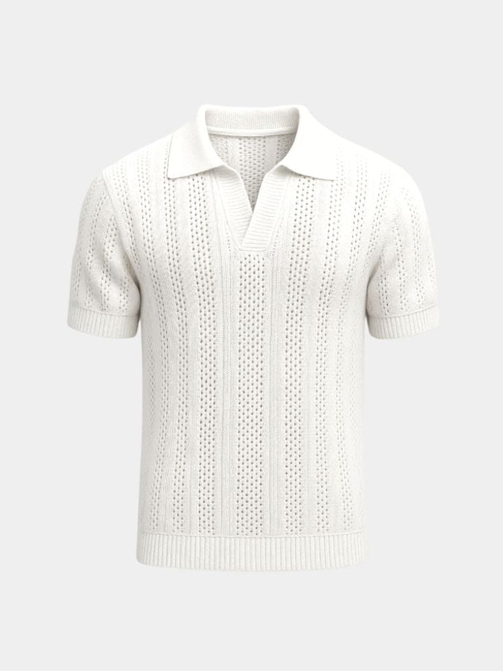 Graham | Men's Ivory Textured Polo Shirt