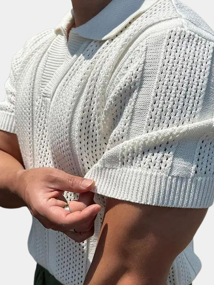 Graham | Men's Ivory Textured Polo Shirt