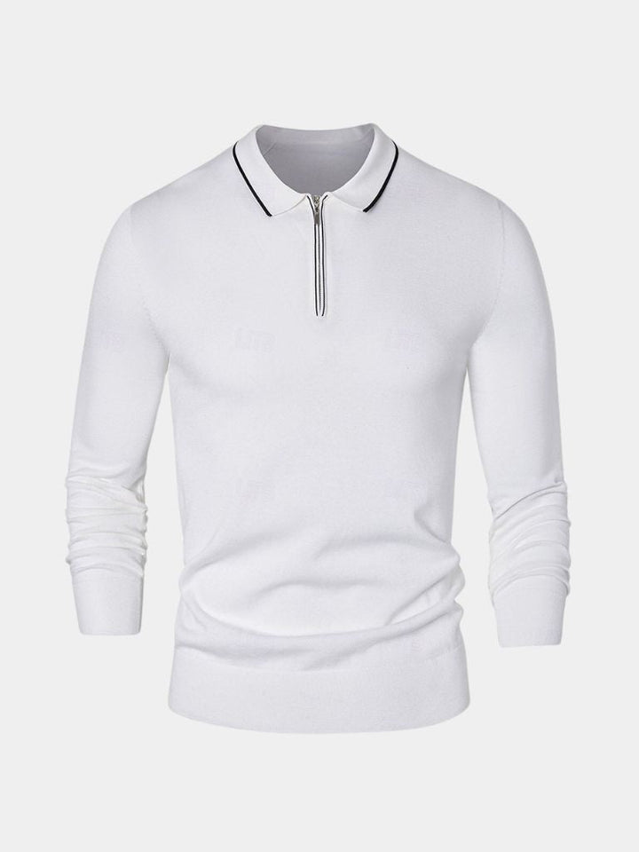 Clive | Men's Ivory Long Sleeve Polo