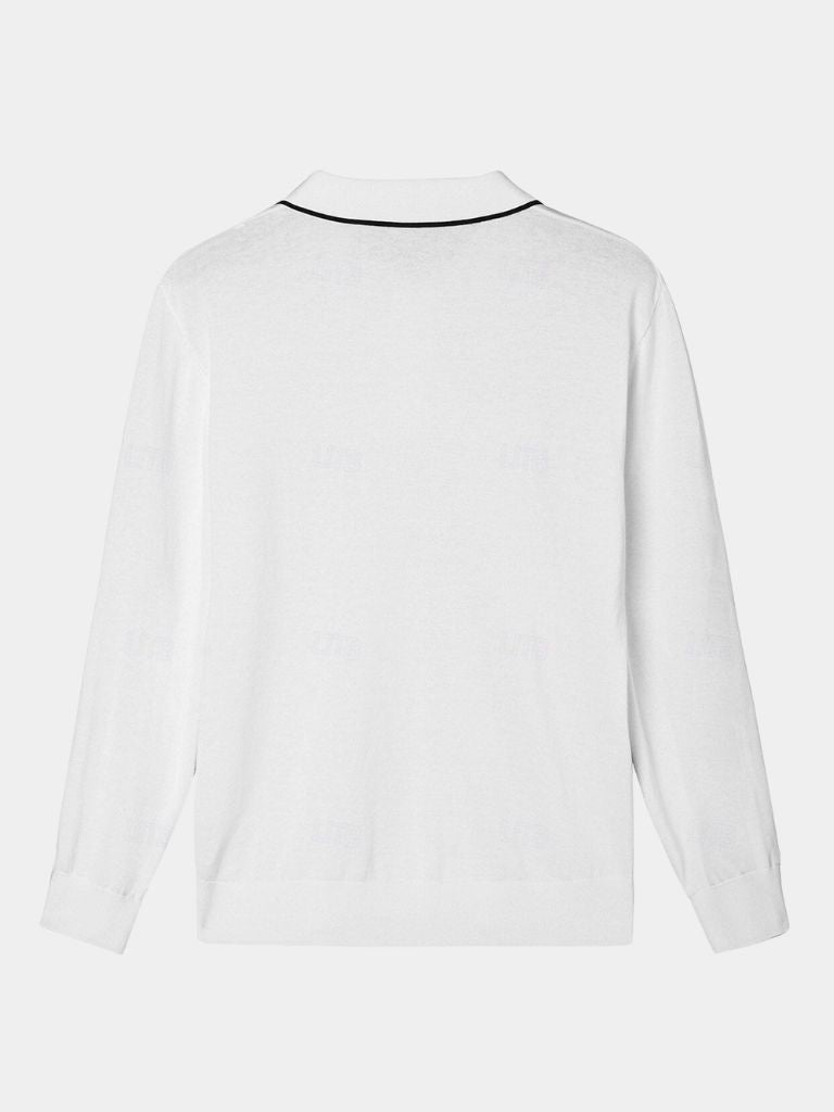 Clive | Men's Ivory Long Sleeve Polo