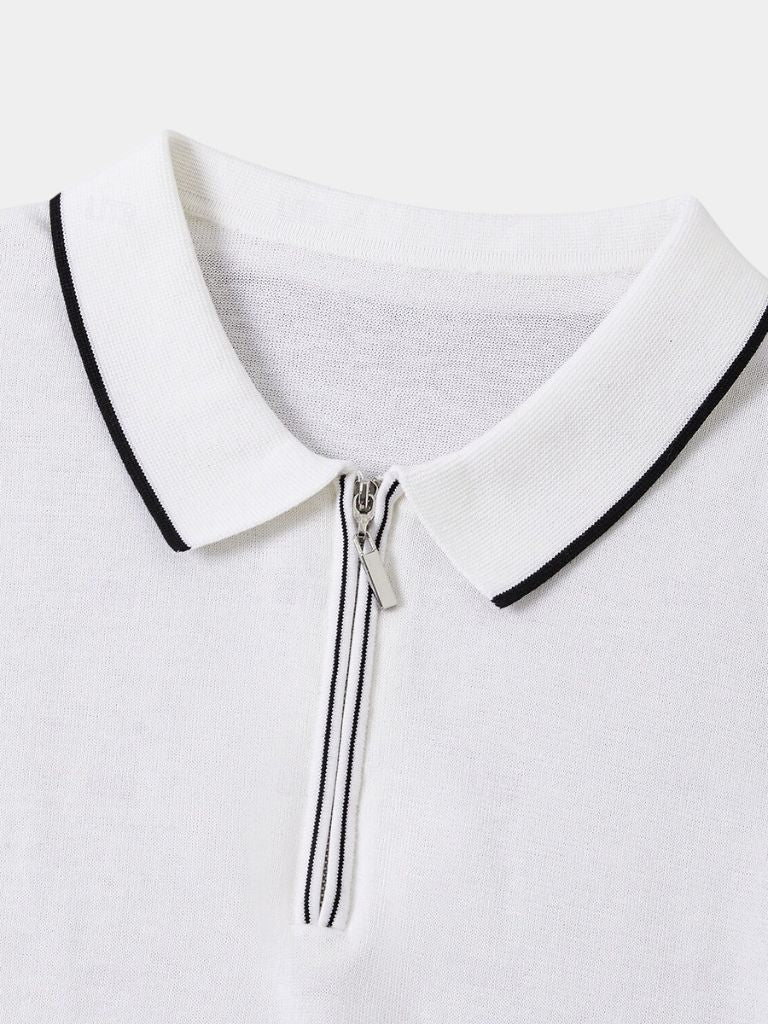 Clive | Men's Ivory Long Sleeve Polo