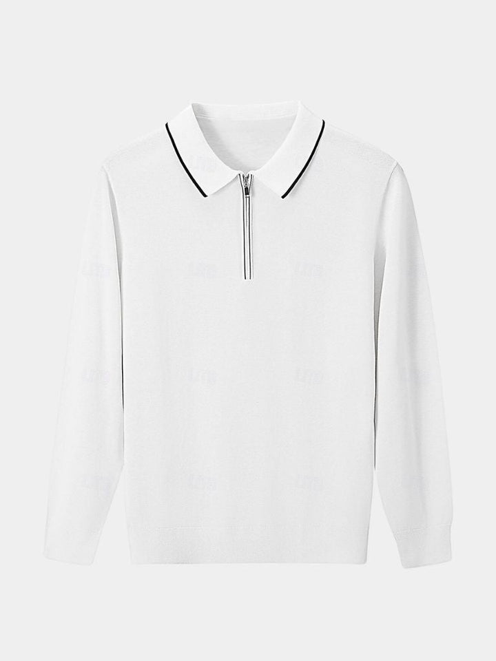 Clive | Men's Ivory Long Sleeve Polo