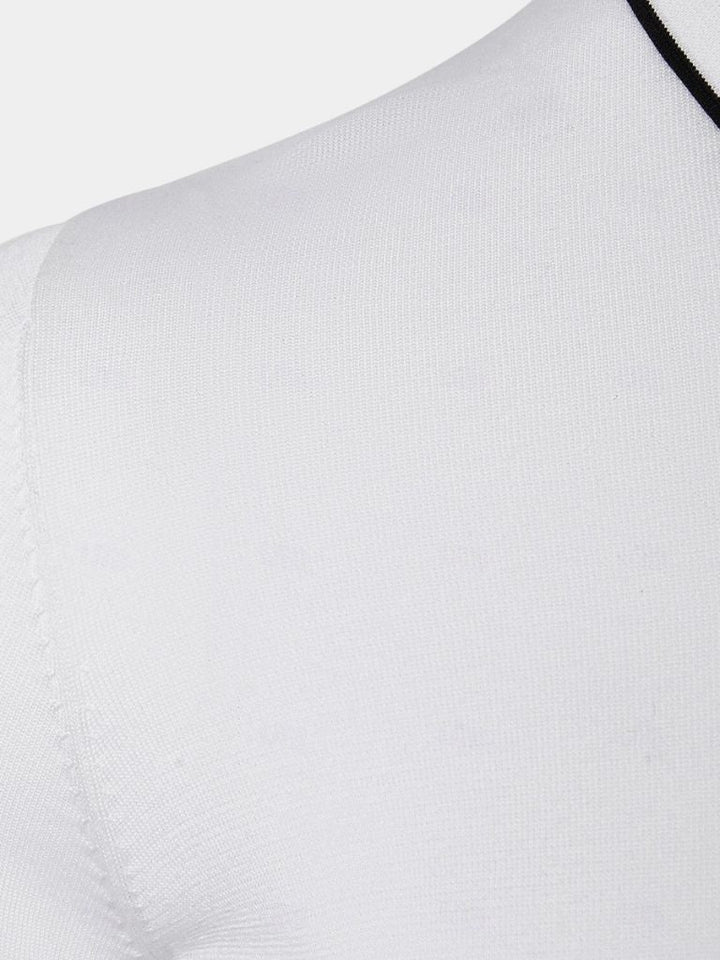 Clive | Men's Ivory Long Sleeve Polo