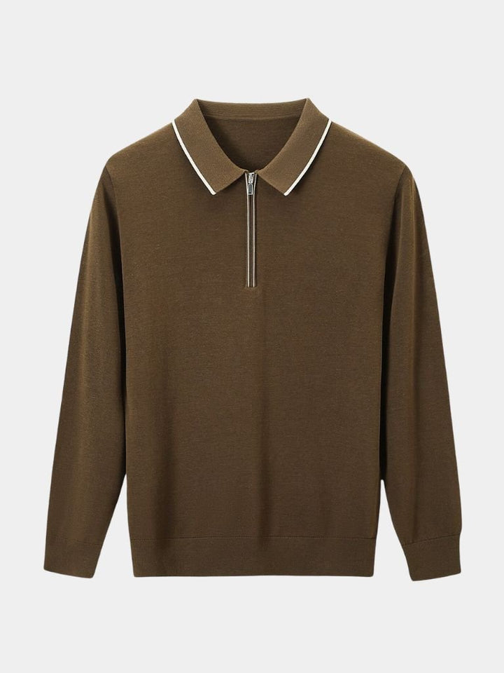 Clive | Men's Ivory Long Sleeve Polo