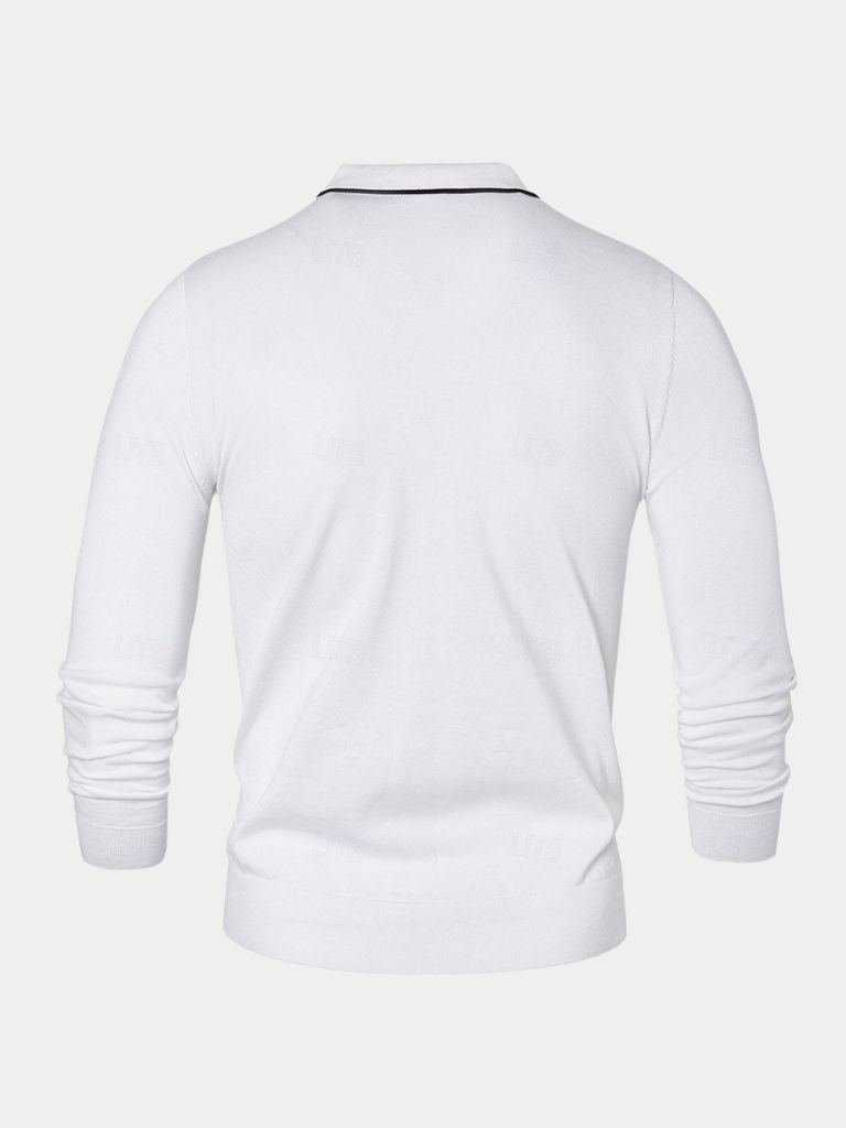 Clive | Men's Ivory Long Sleeve Polo
