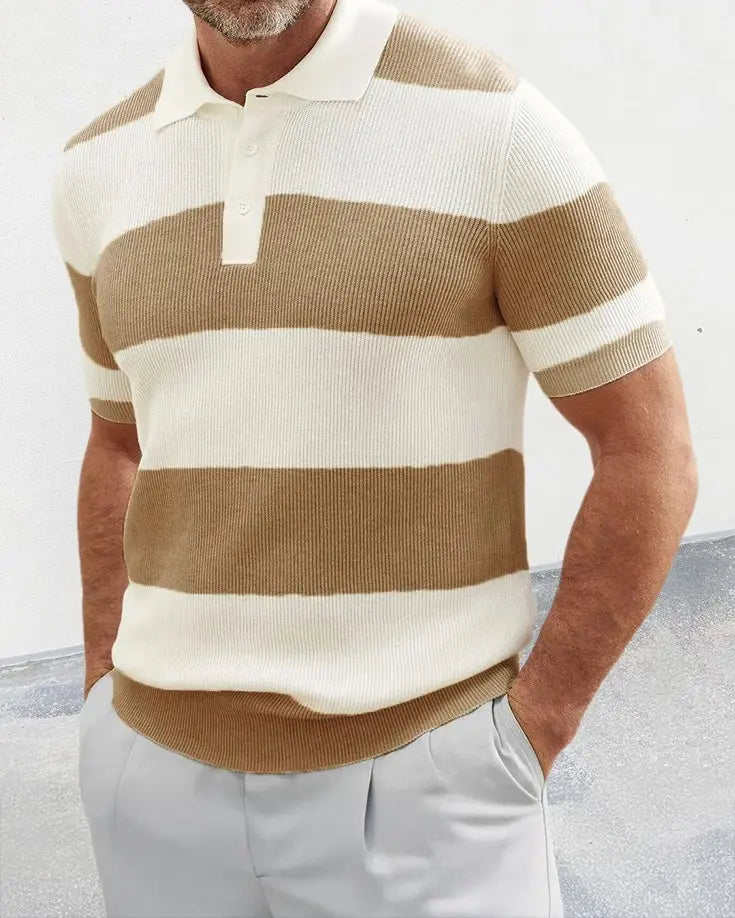 Barry | Striped Knit Polo Shirt