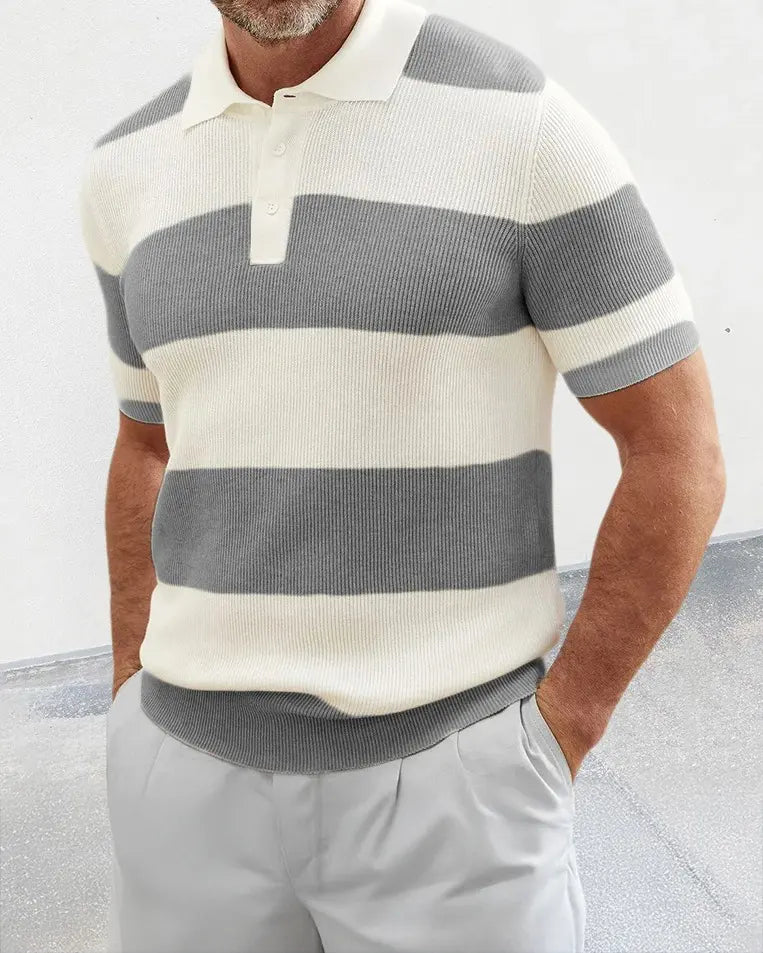 Barry | Striped Knit Polo Shirt