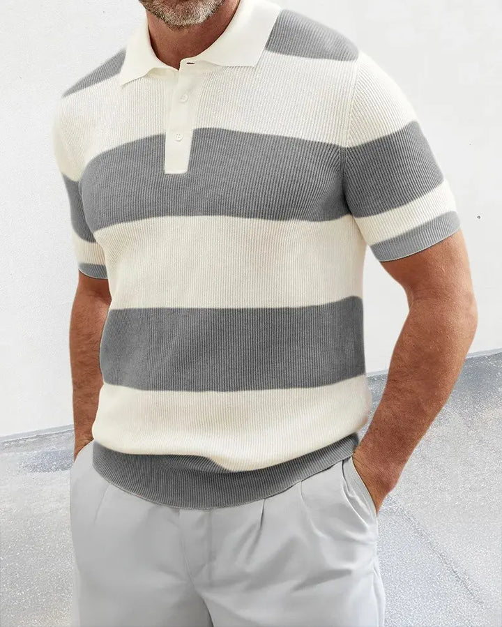 Barry | Striped Knit Polo Shirt
