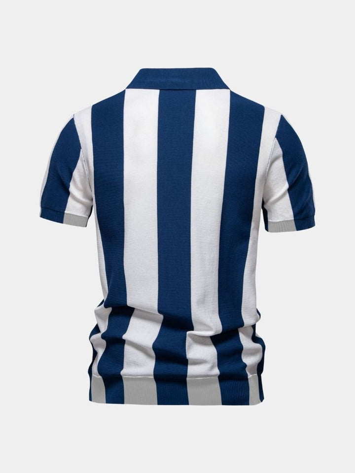 Miles | Men's Navy Stripe Polo Shirt