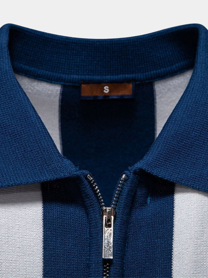 Miles | Men's Navy Stripe Polo Shirt