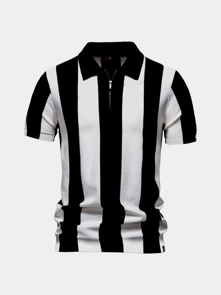 Miles | Men's Navy Stripe Polo Shirt