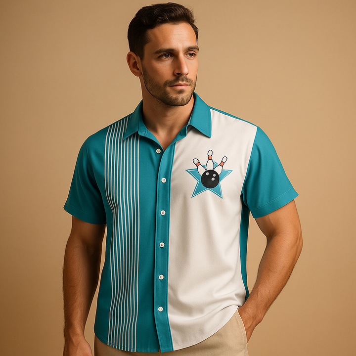 Ties | Men's Polo Shirt with Retro Bowling Print