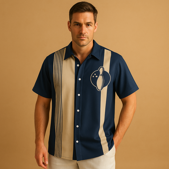 Ties | Men's Polo Shirt with Retro Bowling Print