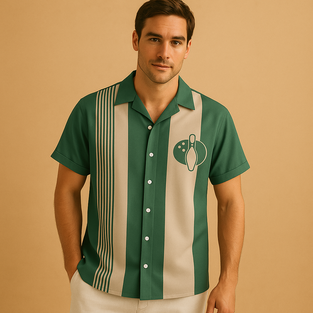 Ties | Men's Polo Shirt with Retro Bowling Print