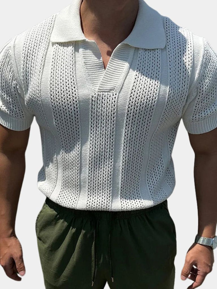 Graham | Men's Ivory Textured Polo Shirt
