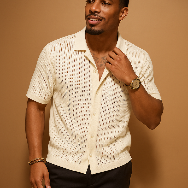Mauro | Men's Lightweight Beige Summer Shirt