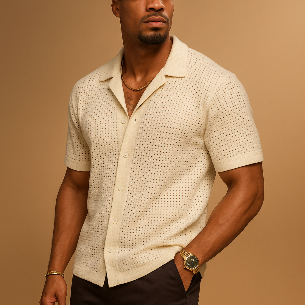 Mauro | Men's Lightweight Beige Summer Shirt