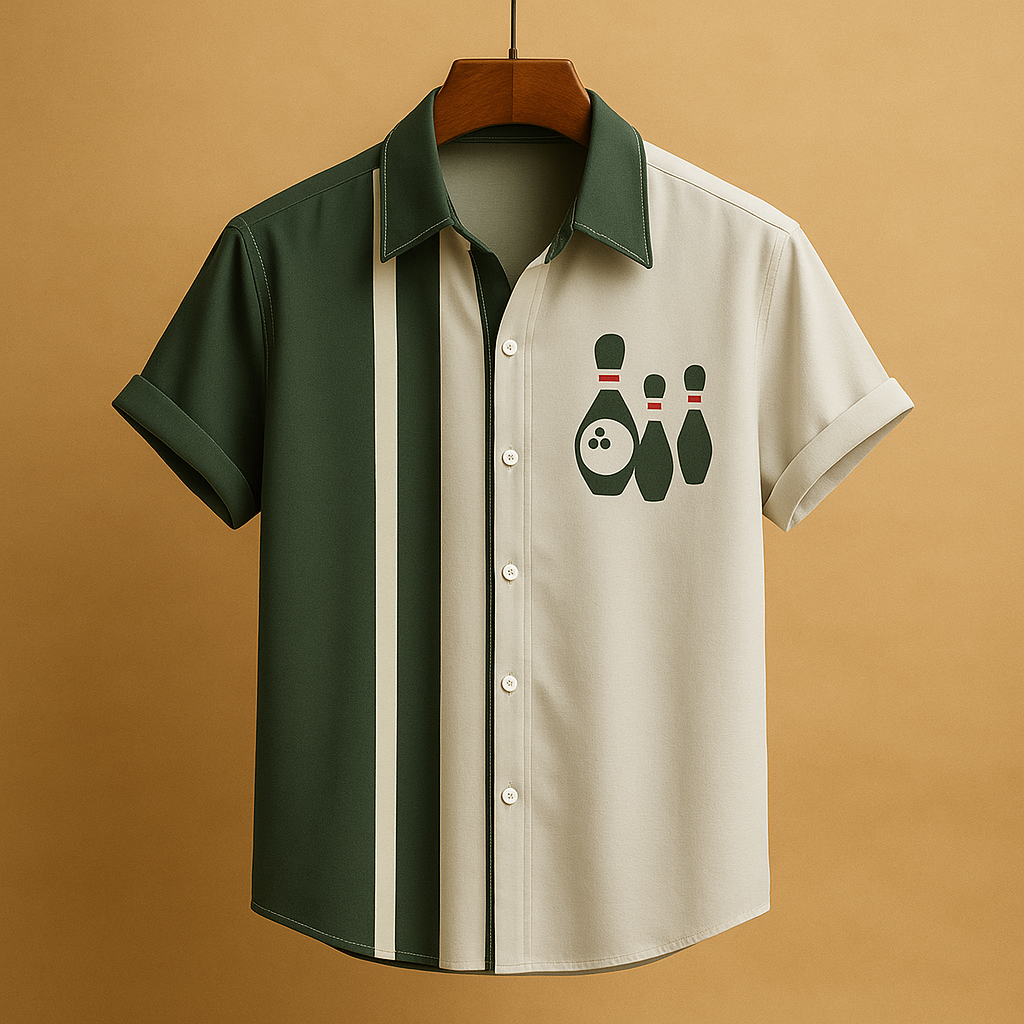 Ties | Men's Polo Shirt with Retro Bowling Print